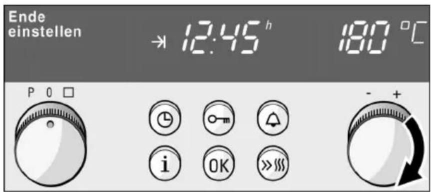 Ende einstellen → 12:45 h 180 °C P 0 □ i OK >>