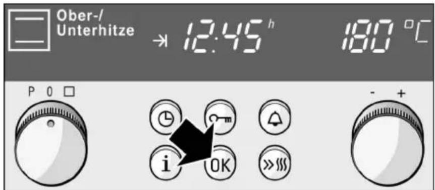 Ober-/Unterhitze → 12:45 h 180 °C P 0 □ i OK >>