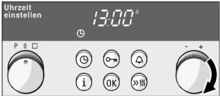 Uhrzeit einstellen 13:00 h P 0 □ i OK >>>
