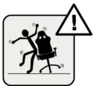 Warning symbol showing a person falling from an office chair with a warning triangle indicating danger