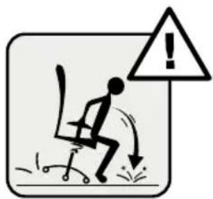 Warning symbol showing a person sitting on an office chair with a warning triangle and exclamation mark