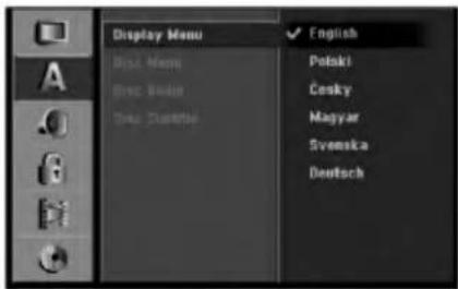 Display Menu English Polski Česky Magyar Svenska Deutsch