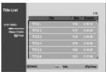 LG RC7323NP1L - Použitie menu Zoznam titulov Video - 1