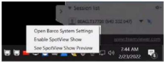 Barco MXRT-8700 - Konfigurácia funkcie SpotView - 2