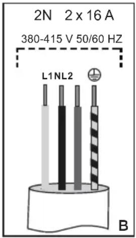 2N 2 x 16 A 380-415 V 50/60 HZ L1NL2 B