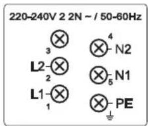 220-240V 2 2N ~ / 50-60Hz L2- L1- 3 2 1 4 N2 N1 PE