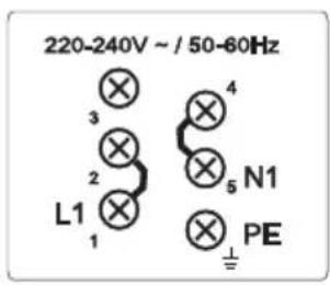 220-240V ~ / 50-60Hz L1 1 2 3 4 5 N1 PE