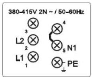 380-415V 2N ~ / 50-60Hz L2 L1 1 2 3 4 5 N1 PE