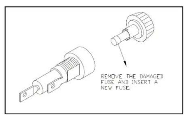 REMOVE THE DAMAGED FUSE AND INSERT A NEW FUSE.