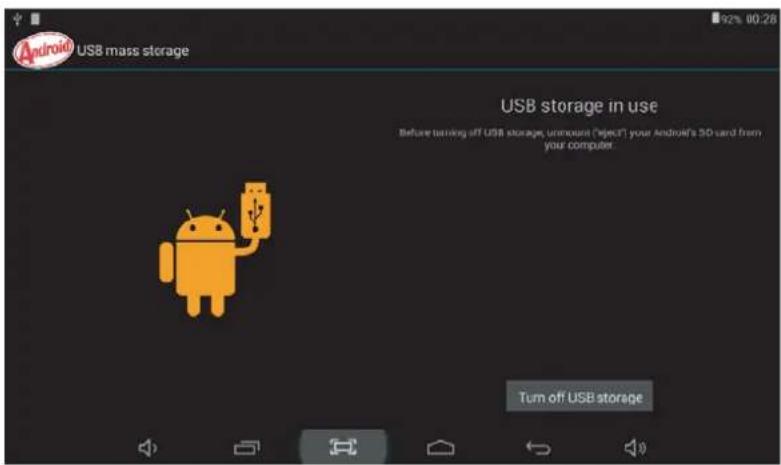 Android USB mass storage USB storage in use Before turning off USB storage, amount ("eject") your Android's 3D card from your computer. Turn off USB storage