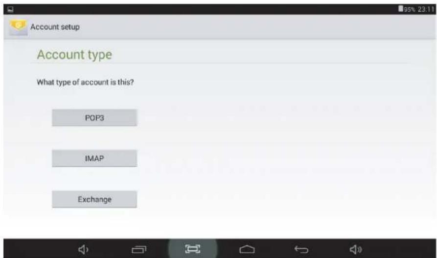Account setup Account type What type of account is this? POP3 IMAP Exchange