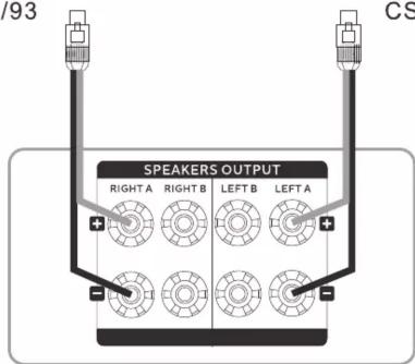 93 CS SPEAKERS OUTPUT RIGHT A RIGHT B LEFT B LEFT A + + - -