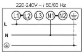 220-240V ~ 150/60 Hz L1 L2 L3 N1 N2 L N ±