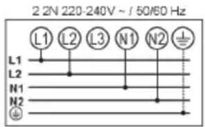 2 2N 220-240V ~ f 50/60 Hz L1 L2 L3 N1 N2 L1 L2 N1 N2