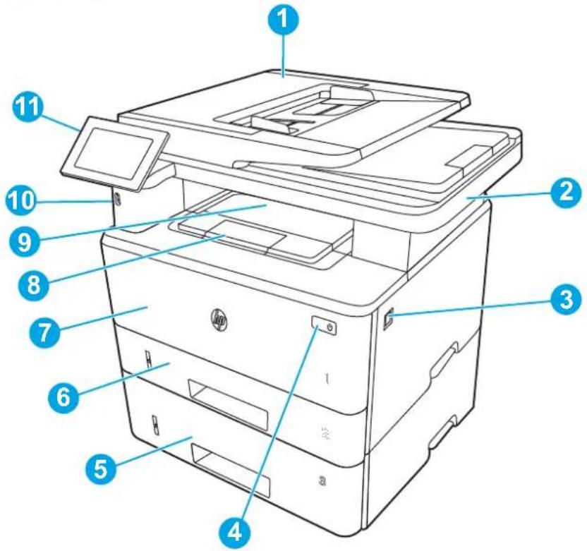 HP LaserJet Enterprise MFP M431 - Pogled na tiskalnik od spredaj - 1