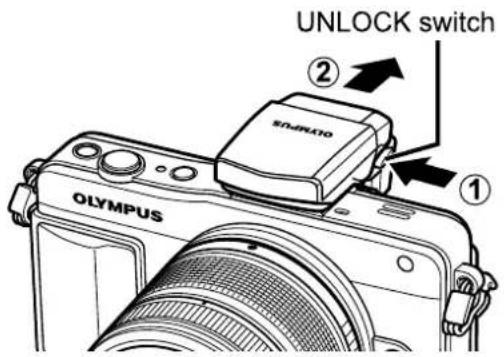 OLYMPUS E-PM2 - Removing the flash unit - 1