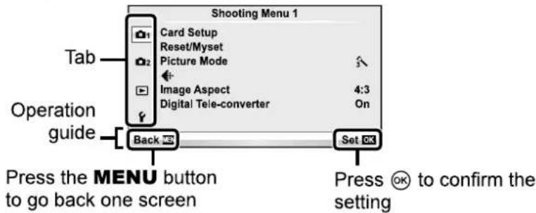 OLYMPUS E-PM2 - Using the menus - 1