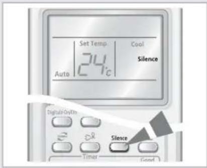 Set Temp. Cool 24°C Silence Auto Digital On/Rm Silence Timer Control