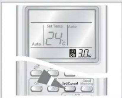 Set Temp. Auto 24°C Auto 3.0hr Off Set/Cancel Good Morning OK