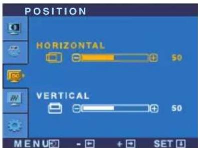 POZICIONI HORIZONTAL 50 VERTIKAL 50 MENU - + SET