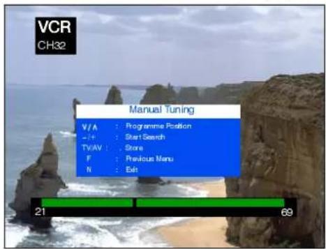PANASONIC TC-14S3RL - Manual Tuning (front panel of the television) - 16