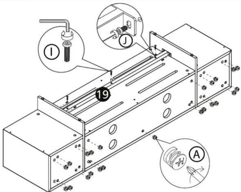 Technical diagram of a mechanical assembly with labeled parts and numbered annotations