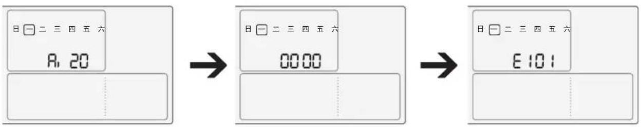 graph LR A["日二三四五六<br>A, 20"] --> B["日二三四五六<br>00:00"] B --> C["日二三四五六<br>E101"]
