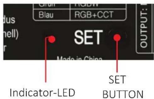 Grain RGBW Blau RGB+CCT dus hell) SET Made in China OUTPUT: Indicator-LED SET BUTTON