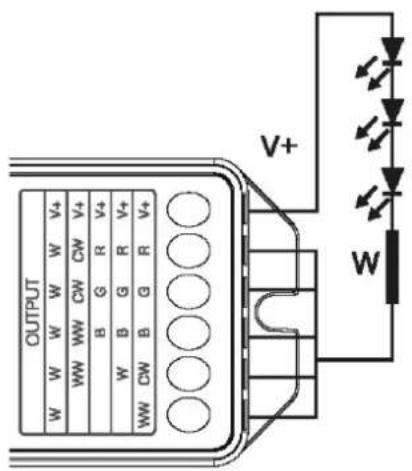 OUTPUT W W W W V+ WW WW CW V+ B G R V+ W B G R V+ WW CW B G R V+ V+ W