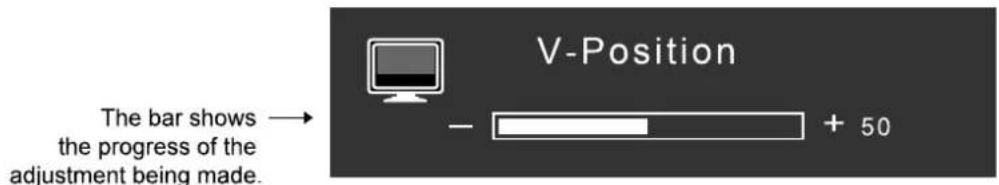 The bar shows → the progress of the adjustment being made. V-Position - + 50