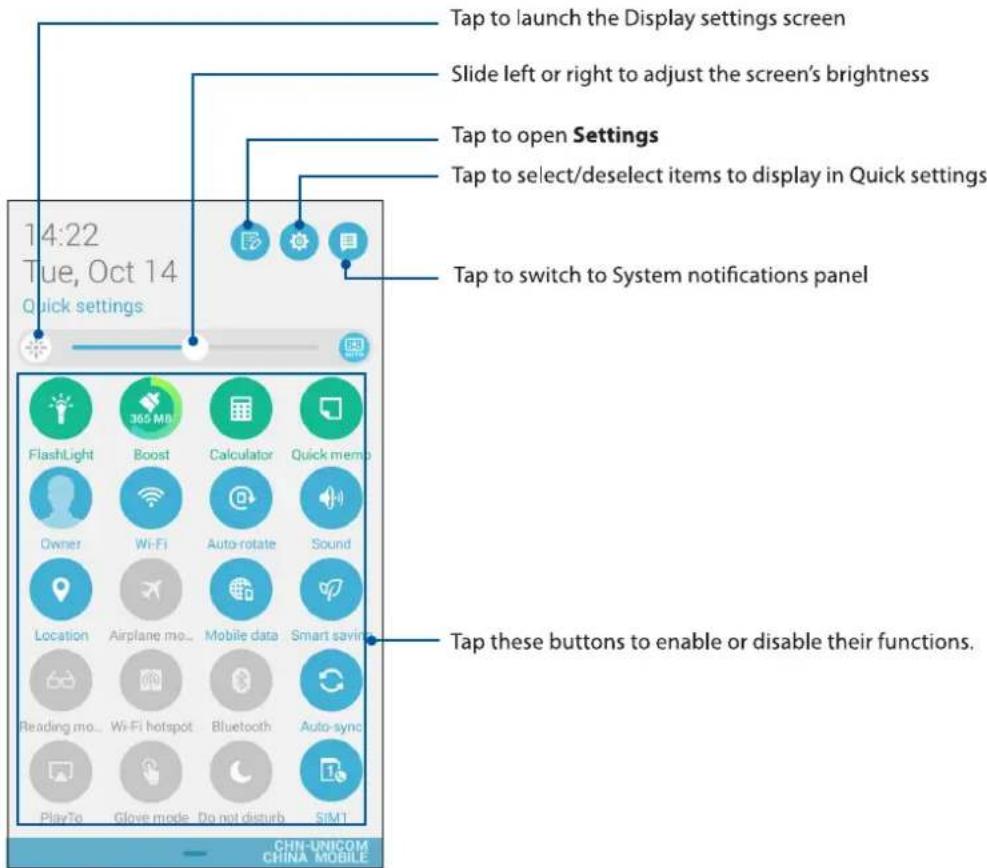 ASUS ZenFone 5 A502CG - Quick settings - 1