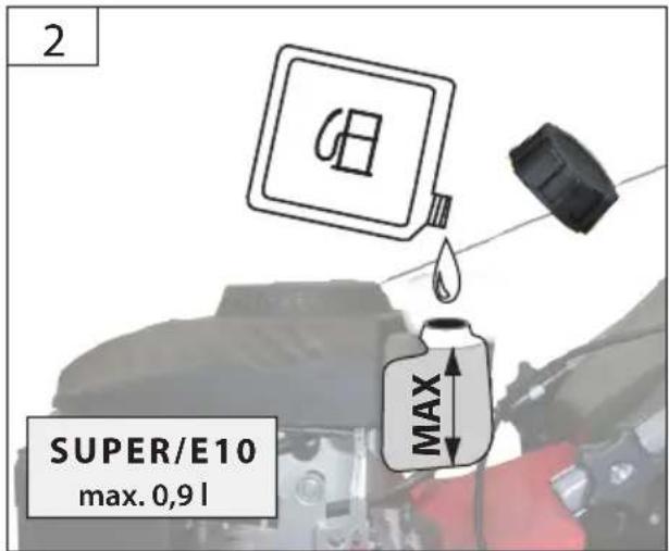 2 SUPER/E10 max. 0,9 l