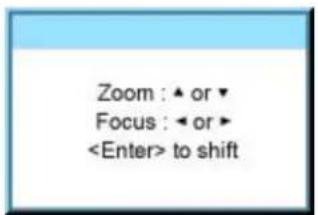 Zoom : ▲ or ▼ Focus : ◀ or ▶ to shift