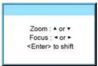 Zoom : ▲ or ▼ Focus : ◀ or ▶ to shift