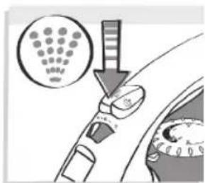 Ilustracija sigurnosnog pojasa automobila sa uvećanim prikazom raspodele čestica (bez teksta ili simbola)
