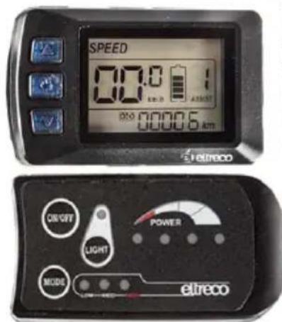 SPEED 00.0 km/h A15557 800 0000.5 Am eletreco CONIGHT LIGHT MODE POWER eltreco