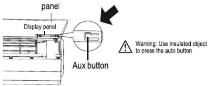 panel Display panel Aux button Warning: Use insulated object to press the auto button