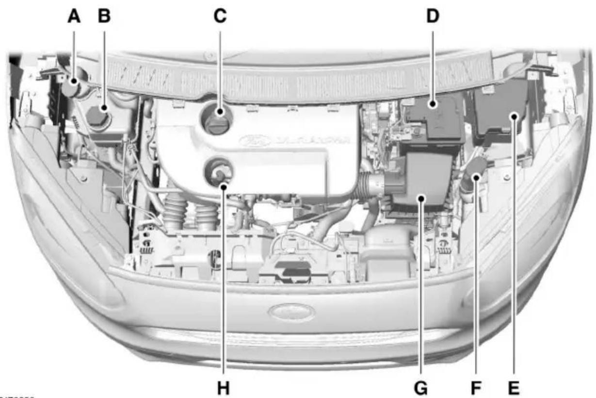 FORD Tourneo Courier (2014) - UNDER MOTORHUVEN – ÖVERSIKT - 1.6L DURATORQ-TDCI (70KW/95HK) (T3), HÖGERSTYRD - 1