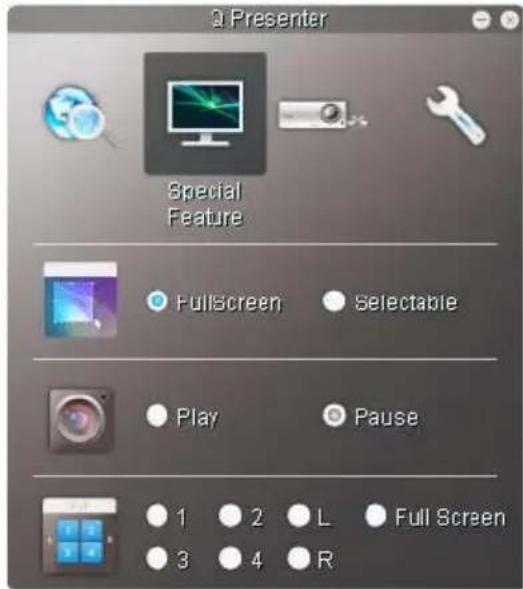 Q Presenter Special Feature FullScreen Selectable Play Pause 1 2 L Full Screen 3 4 R