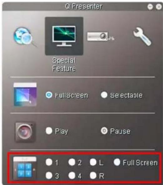 Q Presenter Special Feature FullScreen Selectable Play Pause 1 2 L Full Screen 3 4 R