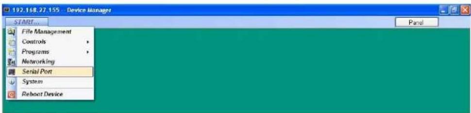 192.168.27.155 - Device Manager START... File Management Controls Programs Networking Serial Port System Reboot Device Panel