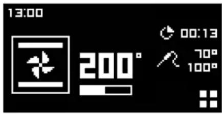 13:00 200° 00:13 70° 100°