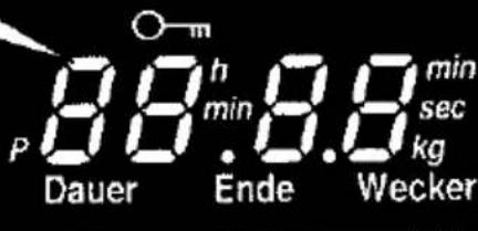 P 8.8 h min 8.8 min sec kg Dauer Ende Wecker