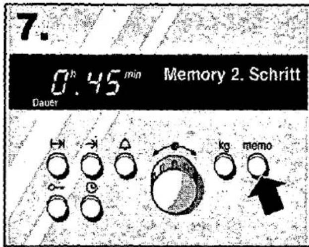 7. 0h.45 min Memory 2. Schritt Dauer kg memo