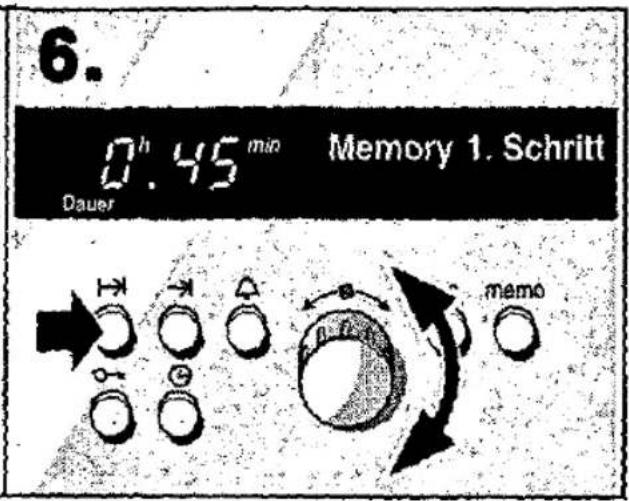 6. 0h 45 min Memory 1. Schritt Dauer memo