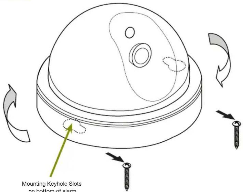 Mounting Keyhole Slots on bottom of alarm