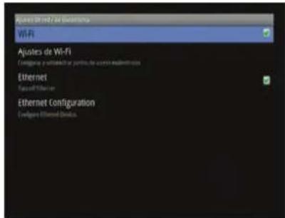 Ajustes de Wi-Fi / de Wi-Fi Wi-Fi Ajustes de Wi-Fi Código e patrés de la portre, de accret inématricles Ethernet Fuscéd félérion Ethernet Configuration Código Ethernet Direction
