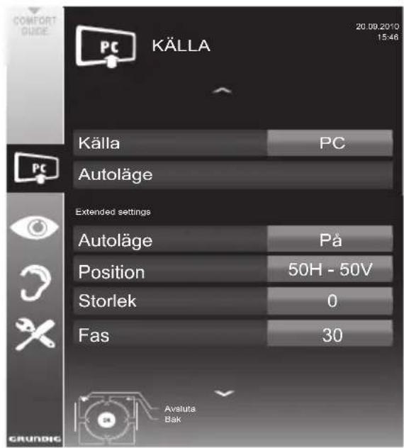 GRUNDIG 46 VLE 7139 BR - Inställningar för PC-läge - 1