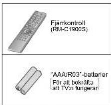 Fjärkontroll (RM-C1900S) "AAA/R03"-batterier (För att bekräfta att TV:n tungerar)