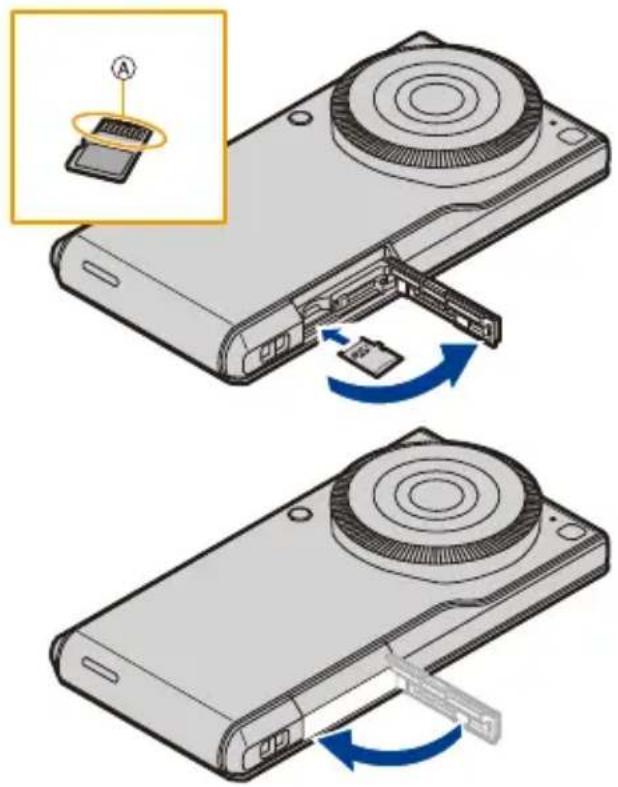 PANASONIC Lumix DMC-C1 - Sätta i/ta ur microSD-kortet - 1